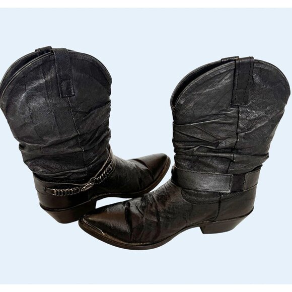 DINGO Women's Black Western Cowboy Slouch Boots Booties Size 7.5 - Picture 6 of 8